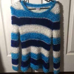 Fuzzy Strip Sweater